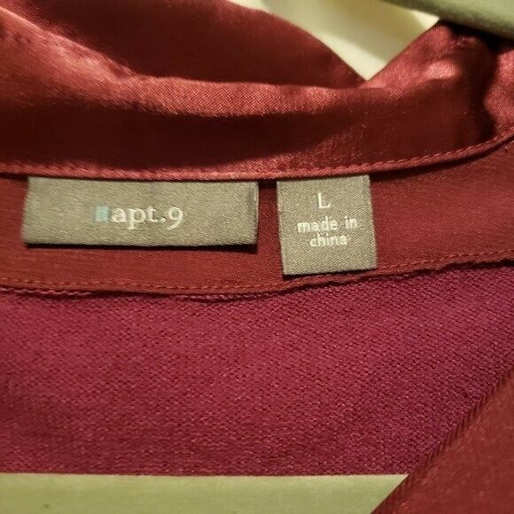 Apt. 9 Womens Sz L Purple Solid Long Sleeve Collared Blouse Shirt - Picture 4 of 9